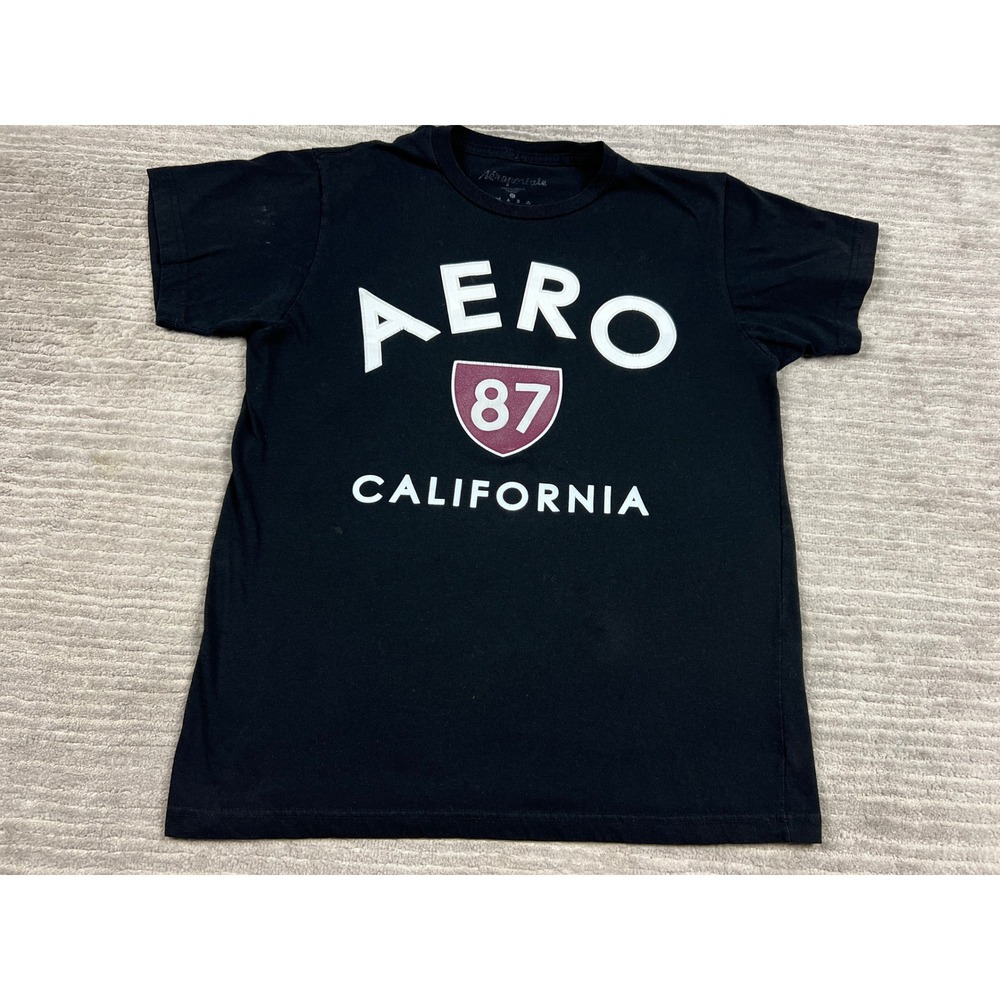 Aeropostale T-Shirt Mens‎ M Black Aero 87 California Graphic Tee Short Sleeve